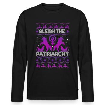 Sleigh The Patriarchy - Men's Premium Organic Long Sleeve Shirt - black - Front - Nico (187cm)