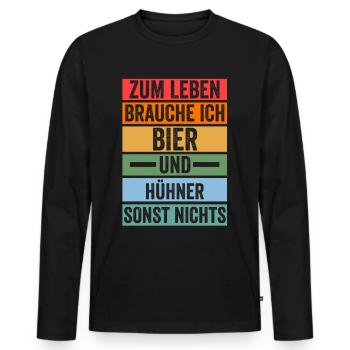 Bier Huhn Hühnerstall Bauernhof Bauer Landwirt Hüh - Männer Premium Bio Langarmshirt - Schwarz - Vorne - Nico (187cm)