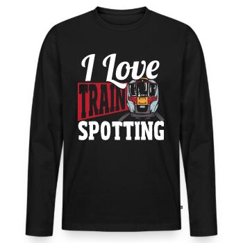 Trainspotter Train Spotting I Love Train Spotting - Men's Premium Organic Long Sleeve Shirt - black - Front - Nico (187cm)