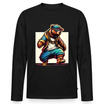 Bär Bären Bärenkopf Bär Braunbär Bären - Männer Premium Bio Langarmshirt - Schwarz - Vorne - Nico (187cm)