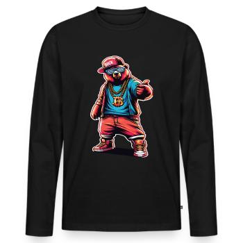 Bär Bären Bärenkopf Bär Braunbär Bären - Männer Premium Bio Langarmshirt - Schwarz - Vorne - Nico (187cm)