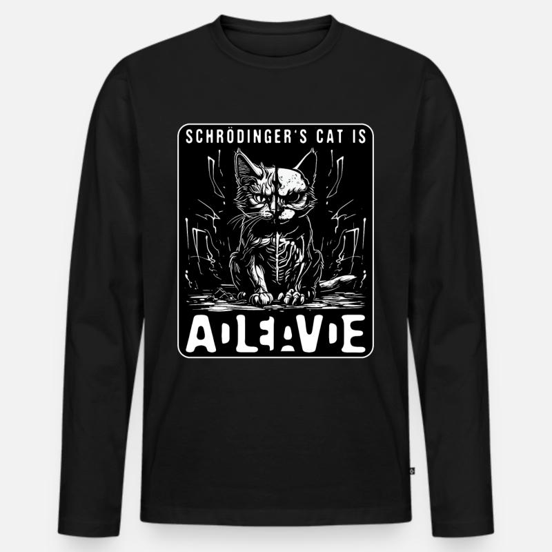 Schrodinger's Cat Dead And Alive - Männer Premium Bio Langarmshirt - Schwarz