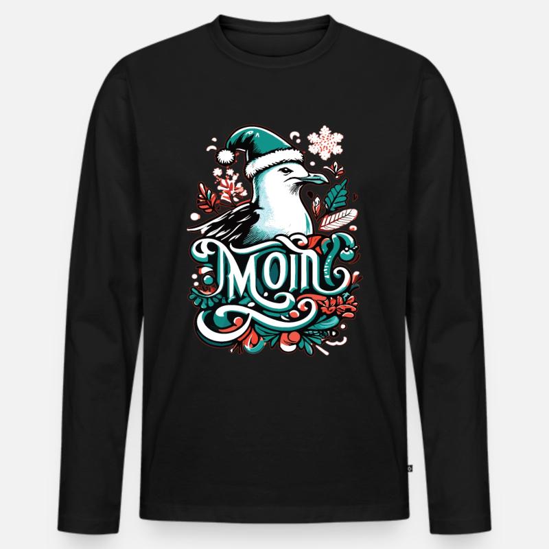 Moin Möwe Moin Sprüche Hamburg Moin Dialekt - Männer Premium Bio Langarmshirt - Schwarz