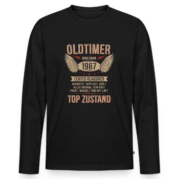 57. Geburtstag 57 Jahre Oldtimer Geschenk 1967 - Männer Premium Bio Langarmshirt - Schwarz - Vorne - Nico (187cm)
