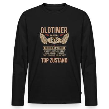 52. Geburtstag 52 Jahre Oldtimer Geschenk 1972 - Männer Premium Bio Langarmshirt - Schwarz - Vorne - Nico (187cm)