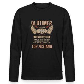 58. Geburtstag 58 Jahre Oldtimer Geschenk 1966 - Männer Premium Bio Langarmshirt - Schwarz - Vorne - Nico (187cm)