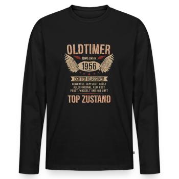 68. Geburtstag 68 Jahre Oldtimer Geschenk 1956 - Männer Premium Bio Langarmshirt - Schwarz - Vorne - Nico (187cm)