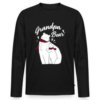 Grandpa Bear - Männer Premium Bio Langarmshirt - Schwarz - Vorne - Nico (187cm)