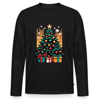 Arbre de Noël Arbre de Noël Arbre de Noël - T-shirt manches longues Premium bio Homme - noir - Devant - Nico (187cm)