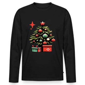 Arbre de Noël Arbre de Noël Arbre de Noël - T-shirt manches longues Premium bio Homme - noir - Devant - Nico (187cm)