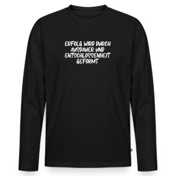 Fitness - Erfolg wird durch Ausdauer und - Männer Premium Bio Langarmshirt - Schwarz - Vorne - Nico (187cm)