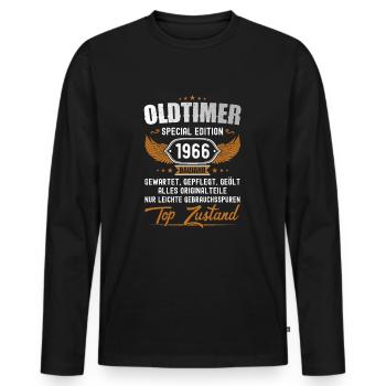 58. Geburtstag 58 Jahre Oldtimer Geschenk 1966 - Männer Premium Bio Langarmshirt - Schwarz - Vorne - Nico (187cm)