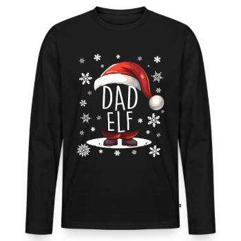 Papa Elfe - T-shirt manches longues Premium bio Homme - noir - Devant - Nico (187cm)