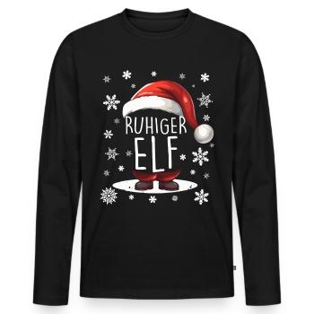 Ruhiger Elf - Männer Premium Bio Langarmshirt - Schwarz - Vorne - Nico (187cm)