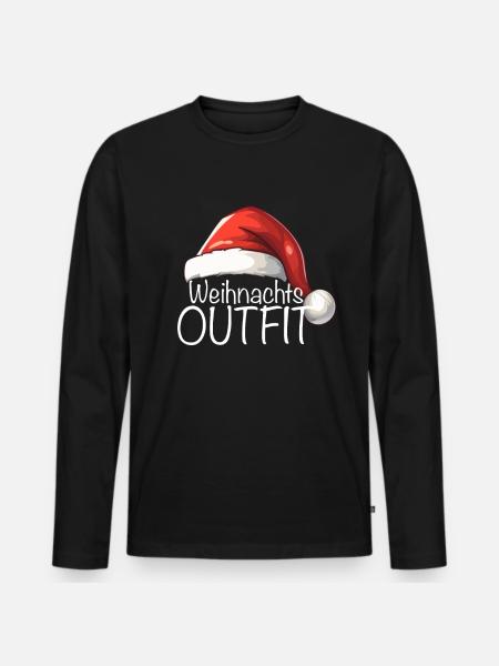 Weihnachts Outfit - Männer Premium Bio Langarmshirt - Schwarz