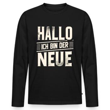 Neuer Job erster Arbeitstag Vorstellung Arbeit - Männer Premium Bio Langarmshirt - Schwarz - Vorne - Nico (187cm)