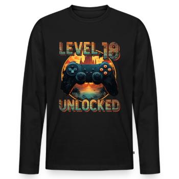 18. Geburtstag Gamer Nerd Controller Geschenkidee - Männer Premium Bio Langarmshirt - Schwarz - Vorne - Nico (187cm)