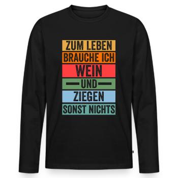 Wein Ziege Ziegenbauer Bauernhof Landwirt Bauer Z - Männer Premium Bio Langarmshirt - Schwarz - Vorne - Nico (187cm)
