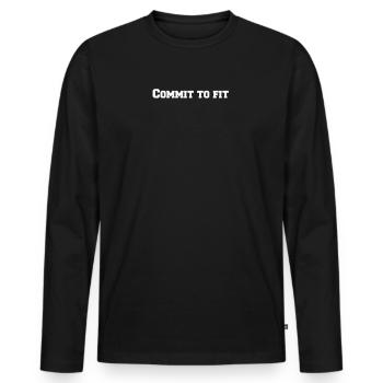 Fitness - Commit to fit - Men's Premium Organic Long Sleeve Shirt - black - Front - Nico (187cm)