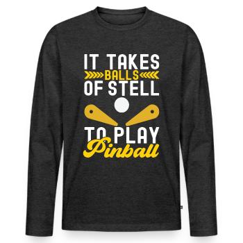 Pinball Flipper - Männer Premium Bio Langarmshirt - Anthrazit meliert - Vorne - Nico (187cm)