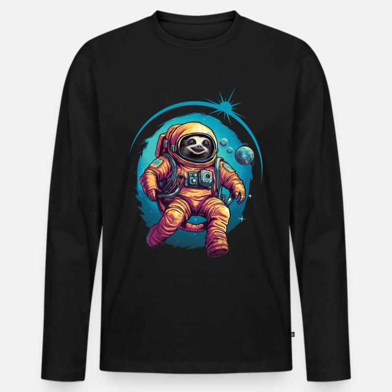 Sloth Astronaut Space Space Gift - Men's Premium Organic Long Sleeve Shirt - black