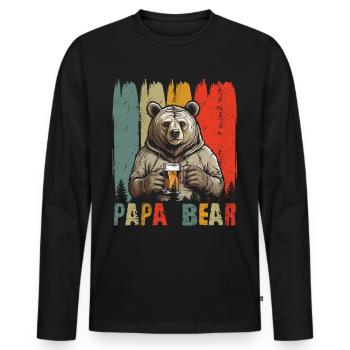 Papa Bear - Männer Premium Bio Langarmshirt - Schwarz - Vorne - Nico (187cm)