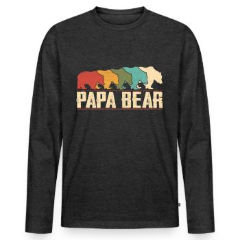 Papa Ours - T-shirt manches longues Premium bio Homme - anthracite chiné - Devant - Nico (187cm)