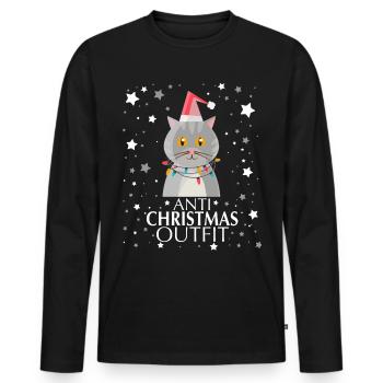 Anti Noël - T-shirt manches longues Premium bio Homme - noir - Devant - Nico (187cm)