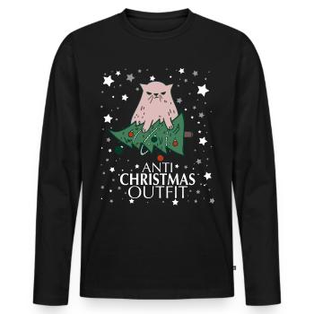 Anti Noël - T-shirt manches longues Premium bio Homme - noir - Devant - Nico (187cm)