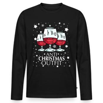 Anti Noël - T-shirt manches longues Premium bio Homme - noir - Devant - Nico (187cm)