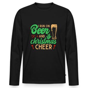 Bière et dictons amusants de l’Avent de Noël - T-shirt manches longues Premium bio Homme - noir - Devant - Nico (187cm)