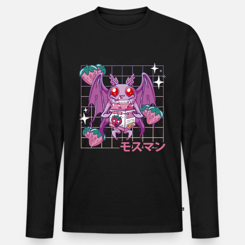 Mothman Strawberry Milk Shake - Männer Premium Bio Langarmshirt - Schwarz