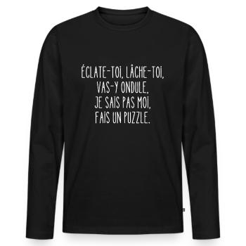 vas-y ondule - T-shirt manches longues Premium bio Homme - noir - Devant - Nico (187cm)