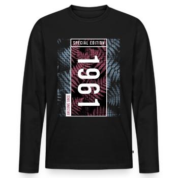 Special Edition 1961 Birthday Urban Graphic - Men's Premium Organic Long Sleeve Shirt - black - Front - Nico (187cm)