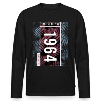Special Edition 1964 Birthday Urban Graphic - Men's Premium Organic Long Sleeve Shirt - black - Front - Nico (187cm)