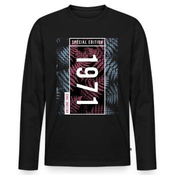 Special Edition 1971 Birthday Urban Graphic - Men's Premium Organic Long Sleeve Shirt - black - Front - Nico (187cm)