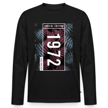 Special Edition 1972 Birthday Urban Graphic - Men's Premium Organic Long Sleeve Shirt - black - Front - Nico (187cm)