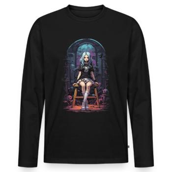 Kawaii Goth Pastel Anime e-girl Streetwear - T-shirt manches longues Premium bio Homme - noir - Devant - Nico (187cm)