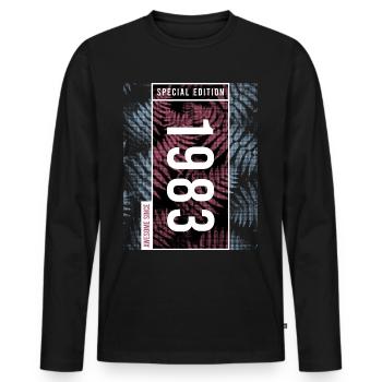Special Edition 1983 Birthday Urban Graphic - Men's Premium Organic Long Sleeve Shirt - black - Front - Nico (187cm)