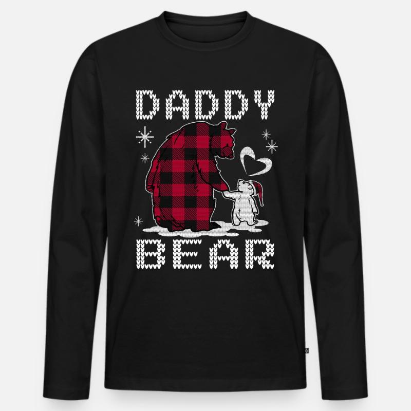 Daddy Bear - Männer Premium Bio Langarmshirt - Schwarz