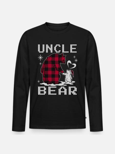 Uncle Bear - Männer Premium Bio Langarmshirt - Schwarz