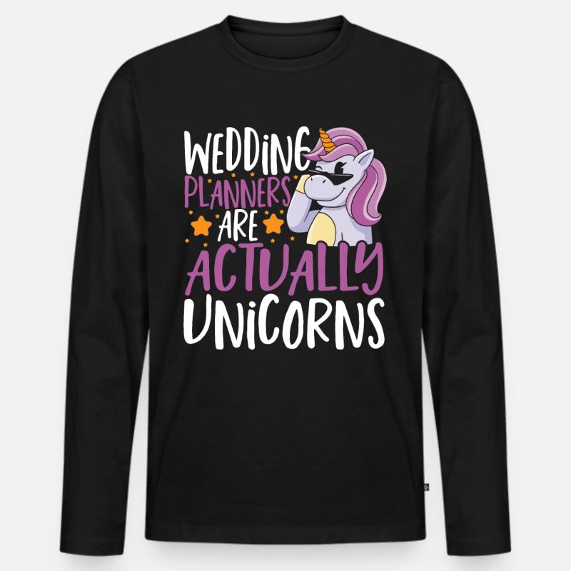 Hochzeitsplaner sind eigentlich Einhörner - Männer Premium Bio Langarmshirt - Schwarz
