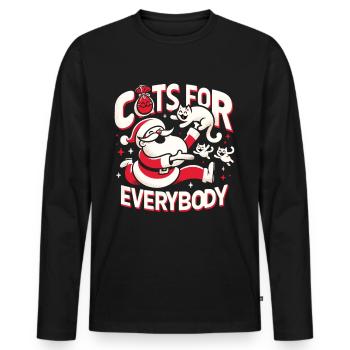 Cats For Everybody Cat Cats Lovers - Men's Premium Organic Long Sleeve Shirt - black - Front - Nico (187cm)