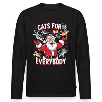 Cats For Everybody Cat Cats Lovers - Men's Premium Organic Long Sleeve Shirt - black - Front - Nico (187cm)