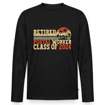 Retired Postal Worker Class Of 2024 - Men's Premium Organic Long Sleeve Shirt - black - Front - Nico (187cm)