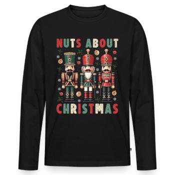 Nuts About Christmas - Men's Premium Organic Long Sleeve Shirt - black - Front - Nico (187cm)