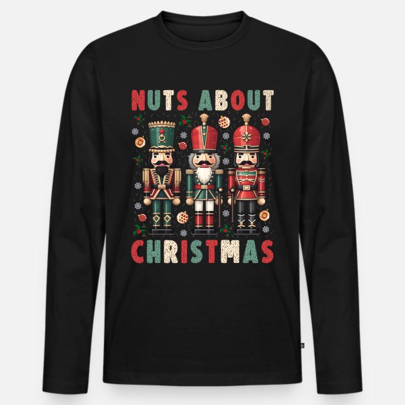 Nuts About Christmas - Männer Premium Bio Langarmshirt - Schwarz