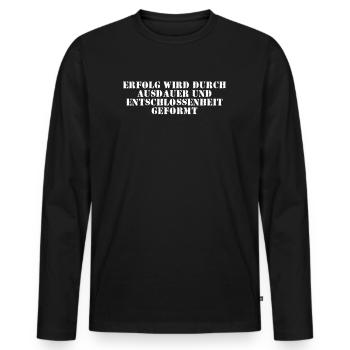 Fitness - Erfolg wird durch Ausdauer und - Männer Premium Bio Langarmshirt - Schwarz - Vorne - Nico (187cm)