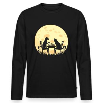 Chess Player Gifts Cat Dog Moon - Men's Premium Organic Long Sleeve Shirt - black - Front - Nico (187cm)
