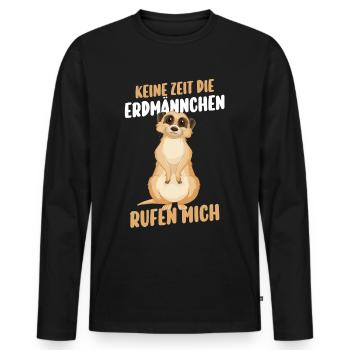Erdmännchen - Männer Premium Bio Langarmshirt - Schwarz - Vorne - Nico (187cm)